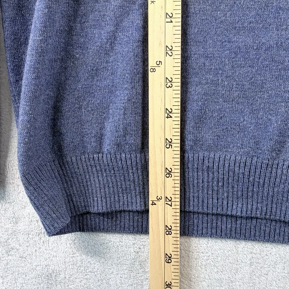 Pronto Uomo Extra Fine Merino Wool V-Neck Sweater Blue Heather Men M